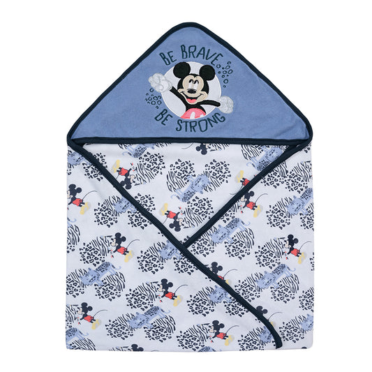 Toalla con capucha azul Mickey animal print