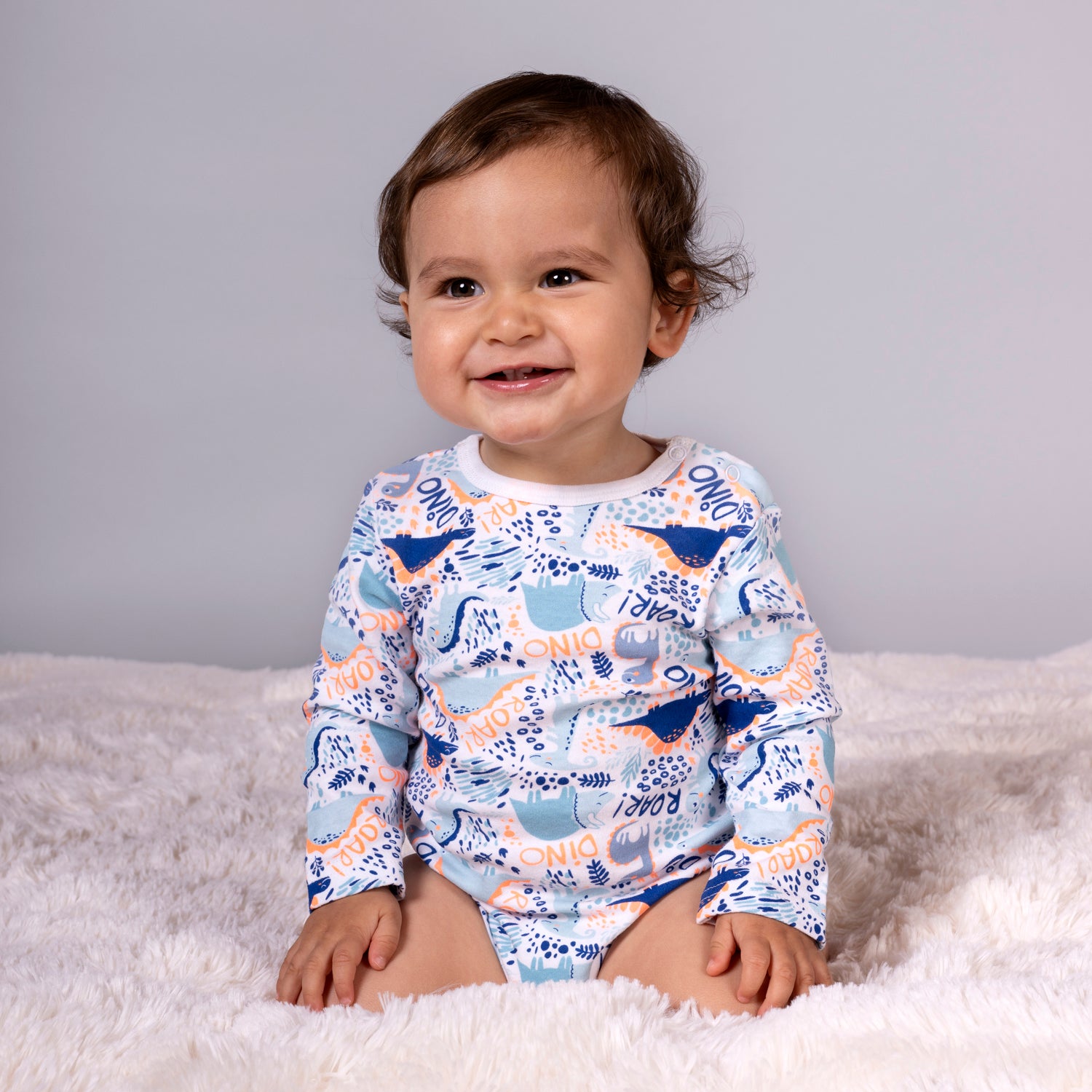 Set 2 Body Manga Larga Azul Dinosaurio