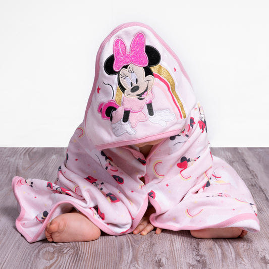 Toalla con Capucha Rosado Minnie Arcoíris
