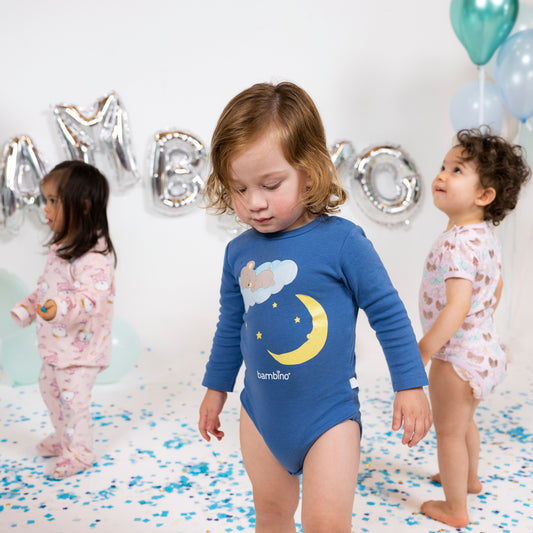 Set 2 Body Manga Larga Celeste Oso