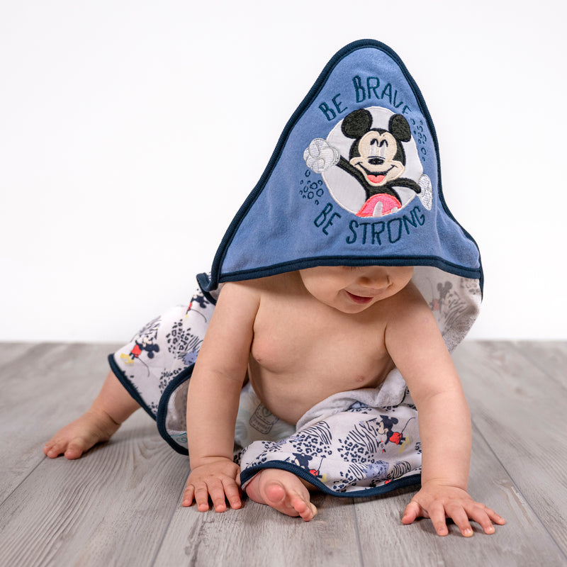 Toalla con Capucha Azul Mickey Animal Print