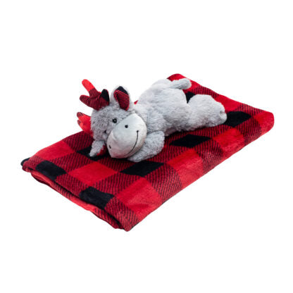 Set de 1 Peluche y 1 Frazada Coral Navidad - Reno Navideño