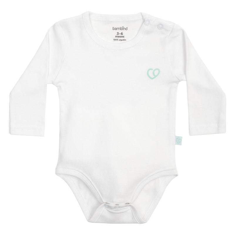 Bodys Manga Larga Set 3 Piezas 100% Algodón Básico Liso Blanco