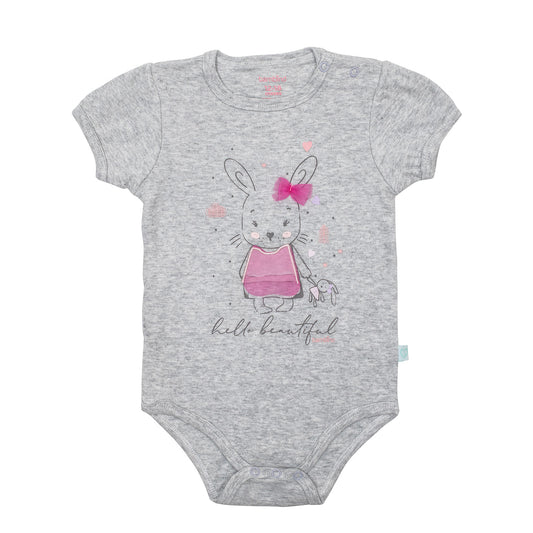 Bodys Manga Corta Set 2 Piezas 100% Algodón Conejo Rosado Claro