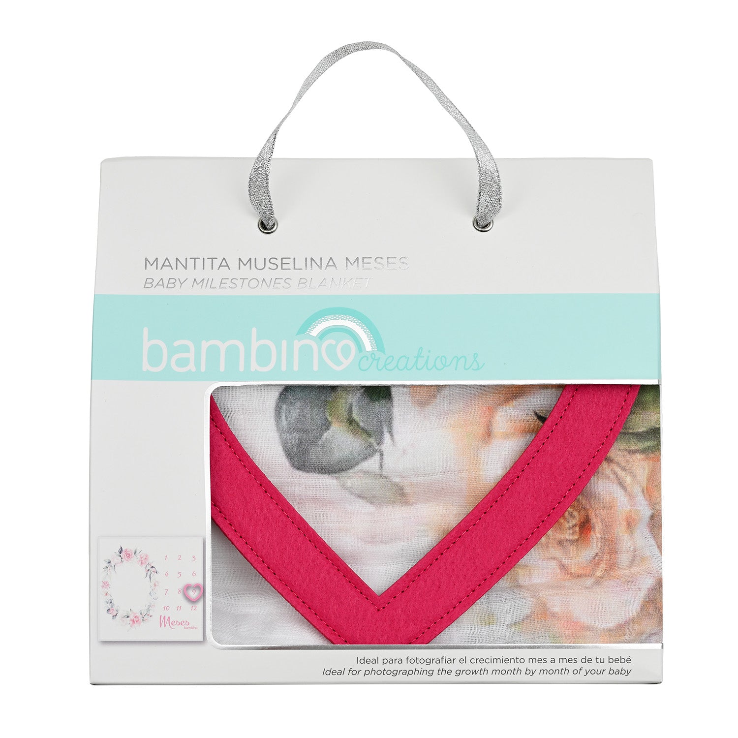 Mantita cumple mes 100% algodón de muselina - corona de flores