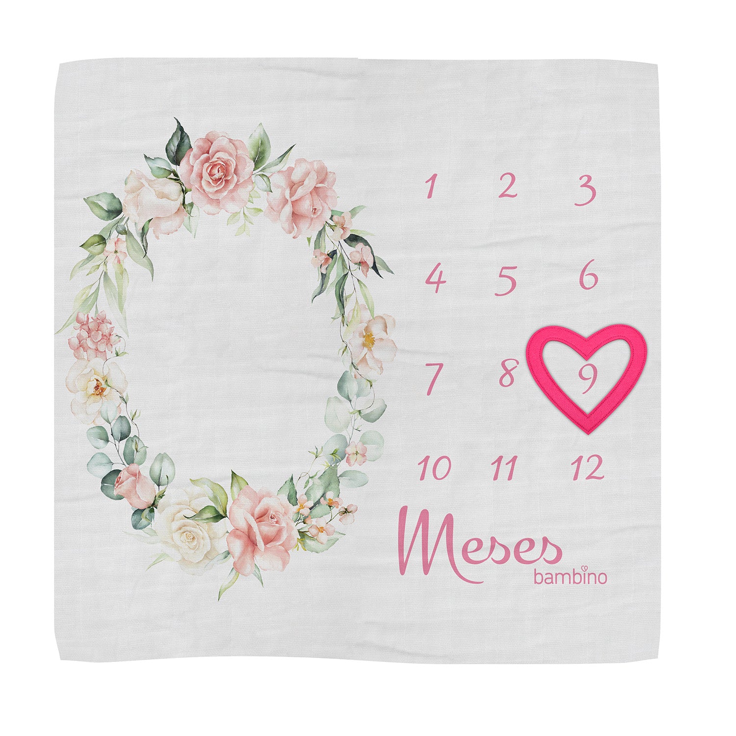 Mantita cumple mes 100% algodón de muselina - corona de flores