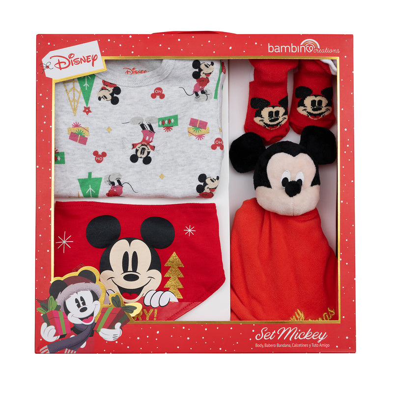 Set 4 Piezas Navidad Gris Mickey