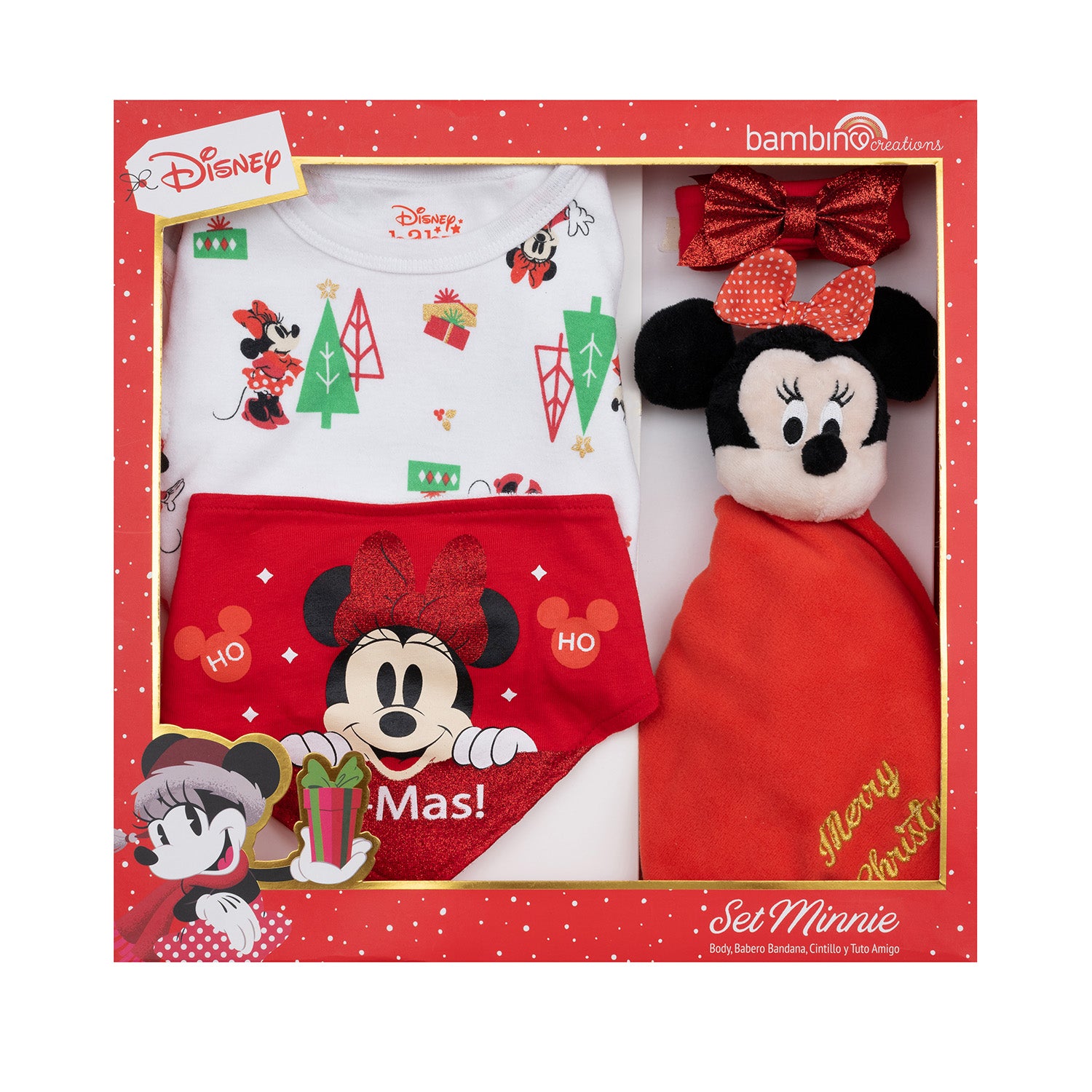 Set 4 Piezas Navidad Blanco Minnie