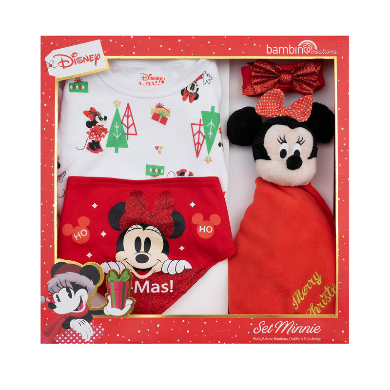 Set 4 Piezas Navidad Blanco Minnie